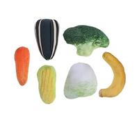 HIAKDOFT 6pcs Catnip Plush Toys Vegetable Set Interactive Cat Teaser Toy Kitten Playset Soft Simulated Fruit and Veg Catnip Pet for Indoor Cats