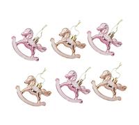 HIAKDOFT 6pcs Christmas Tree Pendant Hanging Decorations Plastic Electroplated Horse Ornaments in Gold and Rose Gold for Festive Home and