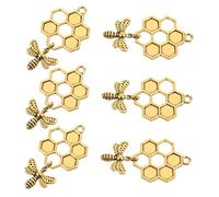 HIAKDOFT 6pcs Cute Alloy Bee Charms with Honeycomb Design for DIY Jewelry Making Keychain Pendant Accessories for Necklace Bracelet Earrings Craft Projects