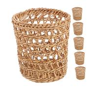 HIAKDOFT 6Pcs Handmade Straw Woven Cup Sleeves Reusable Insulated Glass Covers for Bottles Tumblers Mugs Comfortable Heat Protection and Easy Cleaning for Tea Parties and Everyday Use
