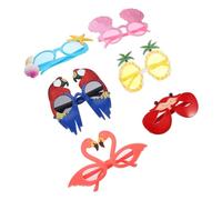 HIAKDOFT 6pcs Hawaii Party Glasses Funny Eyeglasses Photo Props Tropical Beach Theme with Flamingo Pineapple Crab Parrot Shell for Adults