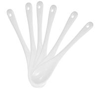 HIAKDOFT 6pcs Large Ceramic Long Handle Mixing Spoons Reusable Multi-Function Stirring Spoons for Coffee, Juice, Soup, and Party Use