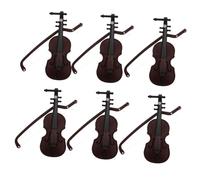HIAKDOFT 6pcs Mini Violin Model Figurine Tiny Musical Instrument Decoration for Holiday Tree Ornaments Creative Decor for Home Displays and Giving