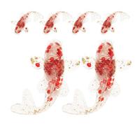 HIAKDOFT 6pcs Miniature Resin Koi Fish Figurines Handcrafted Crystal Carp Sculpture with Red Foil and Gold Leaf Accents Feng Shui Lucky Ornament for Home Office Desk Decoration