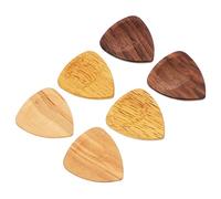 HIAKDOFT 6pcs Wood Guitar Picks Multipurpose Plectrums for Electric Folk Acoustic Bass Guitars Smooth Surface Practical Guitarists Players Random Color
