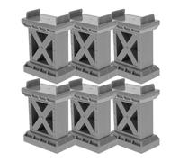HIAKDOFT 6Pcs Wooden Train Track Bridge Supports Risers for Model Railways, Bridge Piers Compatible with Major Brands, Sturdy Grey and Green Track Accessories for Elevated Railway Scenarios
