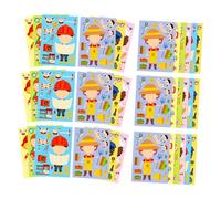 HIAKDOFT 6sets Career Puzzle Stickers for Interactive DIY Dress Up Sticker Book with Colorful Profession Designs Early Learning Activity for Family Playtime and School Events