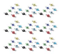 HIAKDOFT 70pcs Stainless Steel Evil Eye Connector Charms for Jewelry Making Round Double Loop Pendants with Eye Design Bracelet Necklace DIY Craft Beads