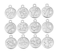 HIAKDOFT 72pcs Zodiac Pendants Double Sided Hollow Alloy Charms for Necklace Bracelet Jewelry Making Vintage Style and Lightweight Accessories