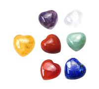 HIAKDOFT 7pcs Heart Shape Chakra Crystals Set Stones for Yoga Meditation Colorful Stones for Anxiety Relief and Positive for Feng Shui Decor