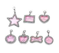 HIAKDOFT 7pcs Zinc Alloy Dog Id Tags Anti-Rust Pet Identity Charms for Dogs Cats Puppies Unique Bone Heart Clover Star Apple Flag Designs