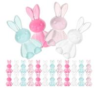 HIAKDOFT 80pcs Easter Rabbit Resin Beads for Jewelry Making Small DIY Loose Beads for Bracelets Necklaces Keychain Craft Bulk Set with White Rose Red Lake Green Purple