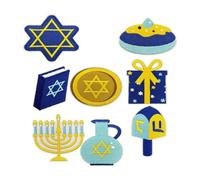 HIAKDOFT 8pcs Cartoon Hanukkah Decorations Iron Patches Menorah Star of David Appliques for Jackets Jeans Hats Backpacks DIY Craft Accessories Holiday Sew Patches