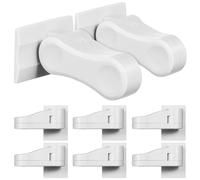HIAKDOFT 8pcs Childproof Door Lever Locks with Adhesive Backing for Safety Abs Construction Fit for Standard Doors Easy No-Tool Installation