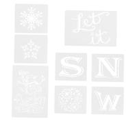 HIAKDOFT 8pcs Christmas DIY Painting Stencils Hollow Snowflake Letter Templates Reusable for Holiday Crafts Greeting Cards Scrapbooks