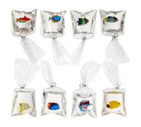 HIAKDOFT 8Pcs Resin Fish Charms Goldfish Water Bag Pendants Mini Fish Keychain Accessories for DIY Necklace Making and Bracelet Crafting, Random Mixed Colors,