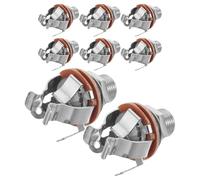 HIAKDOFT 8pcs Silver Mono Output Jack for Electric Guitar Bass Stable Multipoint Contact Instrument Socket with Electromagnetic Shielding Reliable Signal Transfer Easy Installation Musical