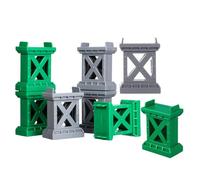 HIAKDOFT 8pcs Train Bridge Piers Railway Track Supports Set, Stackable Grey and Green Bridge Model Accessories and Train Set Scenery