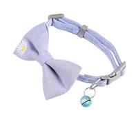 HIAKDOFT Adjustable Cat Bow Collar with Bell for Kitten and Small Pets Embroidered Neckwear with Engineering Clasp Soft Blue Safety Bowtie for Cats and Puppies