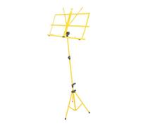 HIAKDOFT Adjustable Folding Music Sheet Stand Tripod Holder Metal Music Stand Height Adjustment Colorful Yellow for Guitar and Instrumental Practice