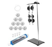 HIAKDOFT Adjustable Height Pulley Block Set Metal Hooks and 50g×10 Weights, 5 Newton Spring Scale, Physics Teaching Tools for Mechanics Experiments, Science Kits for Physics Beginners