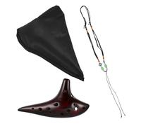 HIAKDOFT Alto C Ceramic Ocarina 12-hole Smoked Straw Fired with Tuning, Portable Student Beginner Flute for Boys and Girls, Red Brown for Folk Music Practice