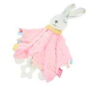 HIAKDOFT Baby Security Blanket and Infant Sensory Toy for 0-1 Year Olds, Plush Rabbit Comforter with Soothing Tag Blanket, Soft Teething Toy for Baby Sleep and Calming