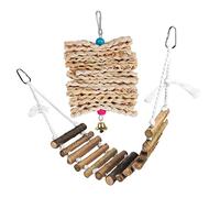 HIAKDOFT Bird Hanging Ladder Bridge with Corn Stalk Chew Bell for Parakeet Cockatiel Finch Cage Rope Bridge for Birdcage to Birds Enrichment
