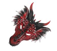 HIAKDOFT Black Red Dragon Mask Animal Cosplay Prop with Intricate Design for Halloween Party Masquerade Carnival and Costume Events