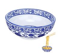 HIAKDOFT Blue and White Porcelain Noodle Bowl Chinese Style Ceramic Rice Bowl for Home and Restaurant Use Tableware for Soup Ramen and Snacks