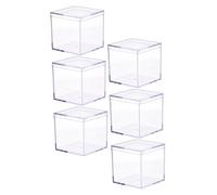 HIAKDOFT Boxes with Lids 8.5cm Square Storage Containers 6pcs Pack Acrylic Storage Jars for Sweets and Cookie Organization Wrapping Supplies