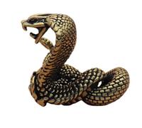 HIAKDOFT Brass Desktop Snake Ornament Miniature King Cobra Figurine Sophisticated Craft Decoration for Home Office Garden Traditional Modern Blend Chinese Snake Year