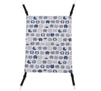 HIAKDOFT Breathable Linen Double-Sided Hanging Cat Hammock Medium Size with Blue Cat Pattern Indoor Pet Cage Hammock Bed Suitable for Kittens