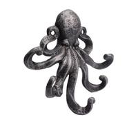 HIAKDOFT Cast Iron Octopus Key Hanger Wall Mount Decorative Hook Vintage Rustic Silver for Bathroom Kitchen Living Storage Organizer
