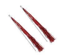 HIAKDOFT Cat Teaser Stick Set 2pcs with Colorful Tassel Ribbons Plastic Handle Interactive Cat Toys for Indoor Pet Play Supplies Red for Adult