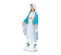 HIAKDOFT Catholic Plastic Craft Our Lady Mary Statue Religious Home Decor Catholicism Adornment Desktop Decoration Simulation Design Blue Robe Figurine