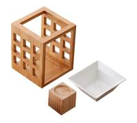 HIAKDOFT Ceramic Essential Oil Warmer with Large Capacity Bamboo Frame Aromatherapy Wax Melt Burner and Tealight Candle Holder for Home Office Decor Safe and Elegant Fragrance Oil Diffuser