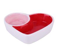HIAKDOFT Ceramic Pet Feeding Bowl for Small Animals and Hamsters, Heart-shaped Double Bowl Design, Small Size Food and Water Dish for Cats and Rodents