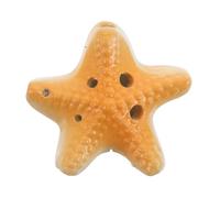 HIAKDOFT Ceramic Six-hole Ocarina in C for Beginners Musical Instrument with Ocean Star Design Bright Orange Glaze Smooth Rich Tone Wind Flute for Student Practice and Outdoor