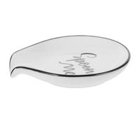 HIAKDOFT Ceramic Spoon Rest Kitchen Accessory for Ladle Spatula and Tong Smooth Countertop Spoon Holder Plate Elegant Black-Edged Design for Stove Top and Dining Use