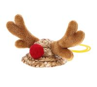 HIAKDOFT Christmas Small Animal Hat Adjustable Strap, Hand-Knitted Reindeer Antler Mini Pet Hat for Hamsters and Hedgehogs, Decorative Tiny Pet Costume Accessory
