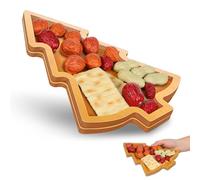 HIAKDOFT Christmas Tree Shaped Wooden Snack Tray Multi-Compartment Wood Plate for Appetizers and Desserts Household Party Serving Platter
