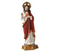 HIAKDOFT Compact Resin Jesus Statue Ornament for Desktop Decoration European Classical Saint Figurine for Home Office Bookshelf Sacred Christian Adornment with Vivid Details Space-saving