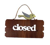 HIAKDOFT Creative Double Sided Wooden Door Sign with Open and Closed Display Hanging Doorplate for Home Cafe Bar Restaurant Wall Decoration and Welcome Sign