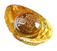 HIAKDOFT Crystal Dragon Pattern Ingot Statue Desktop Ornament Feng Shui Wealth Decor for Home Flat Bottom Design Unique Chinese Craft for Year