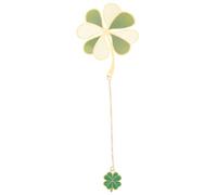 HIAKDOFT Decorative Brass Pendant Bookmark with Chain Reusable Metal Reading Accessory Vintage Chinese Style Four-Leaf Clover Design Elegant for Book Lovers Students Office Classroom Use