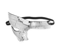 HIAKDOFT Disco Mirrored Face Mask Silver Half Mask with Shimmering Reflective Surface Comfortable Fit for Men Women for Halloween Party Club Dj Festival
