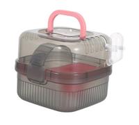 HIAKDOFT Double-layer Small Pet Carrier Cage for Hamsters and Ferrets Portable Abs Travel Case with Ventilation and Ergonomic Handle Spacious Two-level Design for Guinea Pigs Rats