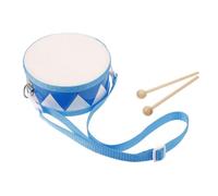 HIAKDOFT Double Sided Drum with Sheepskin Simulation Surface Wooden Frame Percussion Instrument for Music Education Blue Handheld Drum for Early Learning and Creative Play