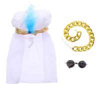 HIAKDOFT Dubai Style Small Dog Cat Costume Set - Middle Eastern Arabian Pet Head Scarf with Sunglasses and Necklace, Saudi Dress Up for Halloween, Birthday, Festival, and Photo Props